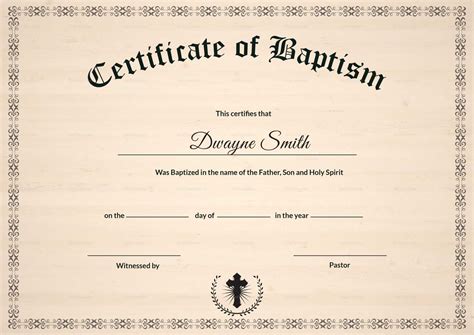 Baptism Certificate Lovesprings International Church Issued Sep 2014. . Baptism certificate